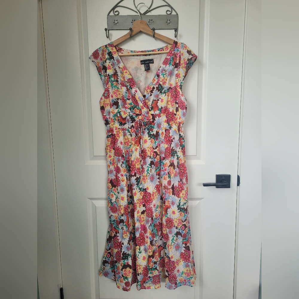 2 For $30 Mlle Gabrielle Orange Pink Flutter Sleeve Midi Dress